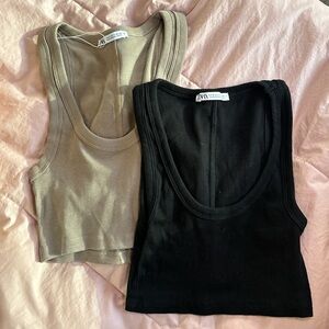 Zara Tanks - Brown and Black